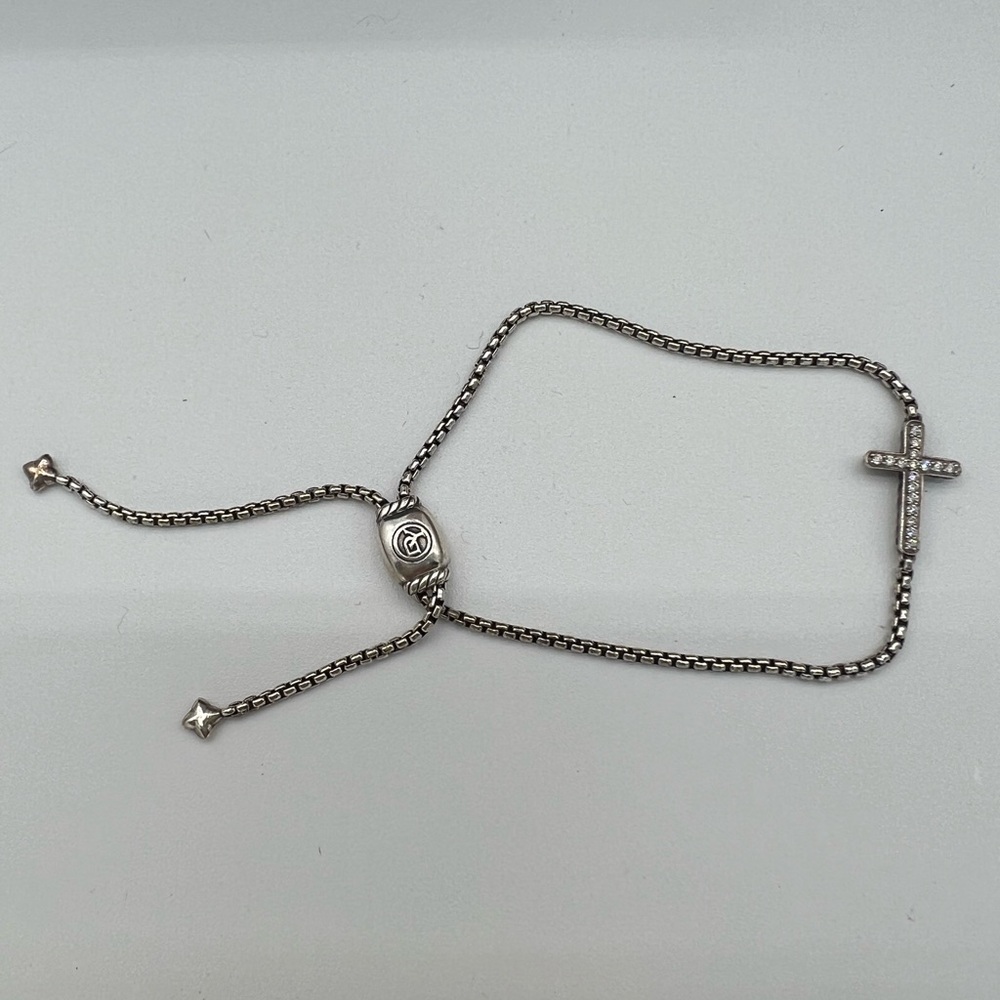 🔴Authentic DAVID YURMAN PETITE PAVÉ DIAMONDS CROSS CHAIN BRACELET🔴 - Picture 3 of 11